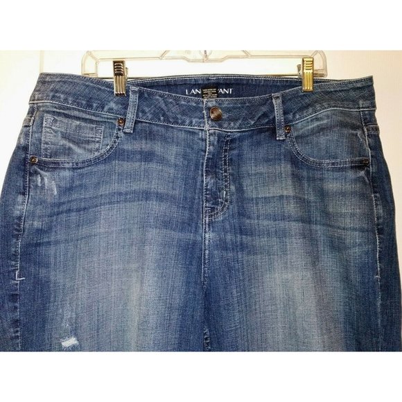 LANE BRYANT 18R Medium Wash Distressed Straight Leg Jeans 30" inseam - Picture 3 of 6